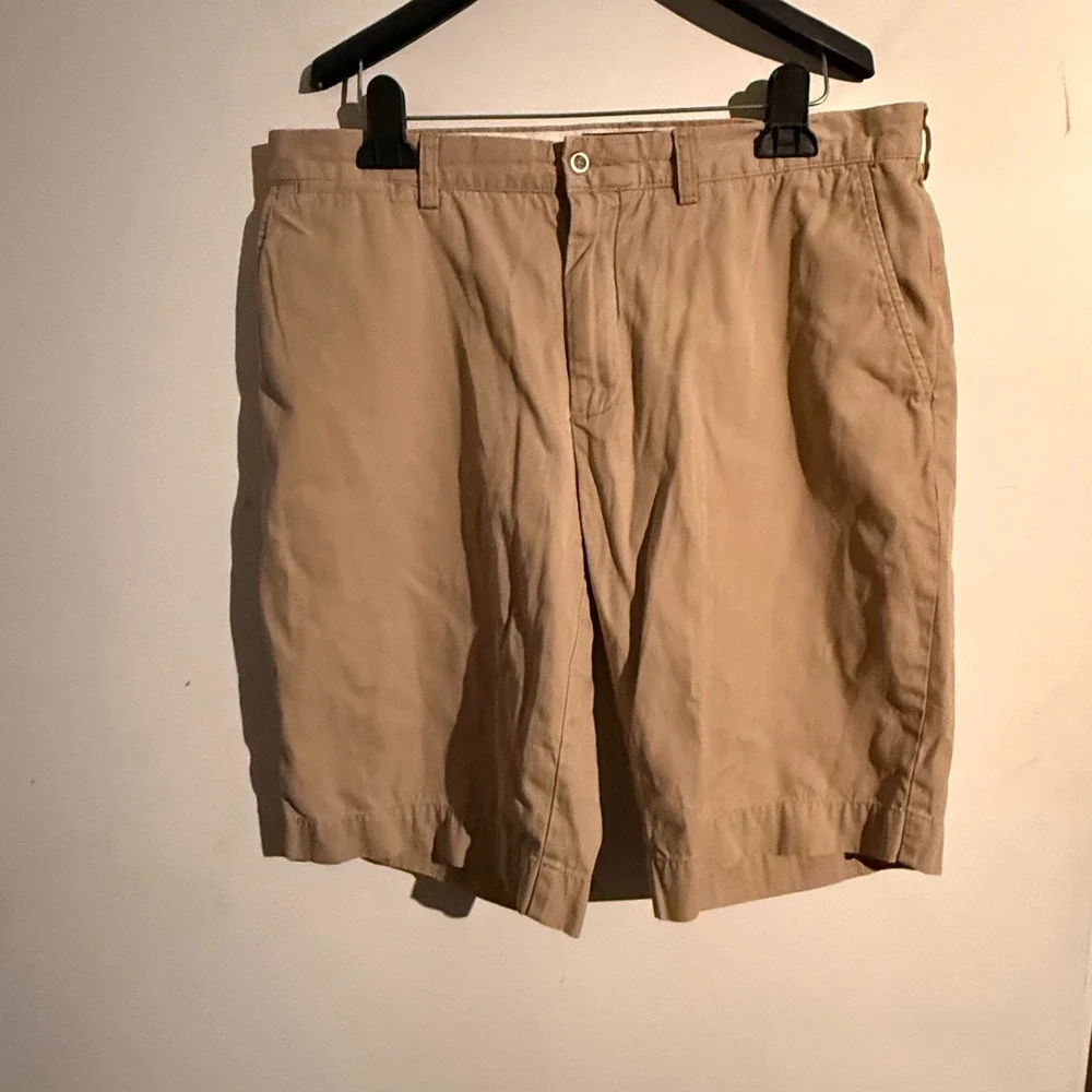 Polo Ralph Lauren Size 34 Khaki Flat Front Chino Shorts Classic Preppy Golf LOGO
